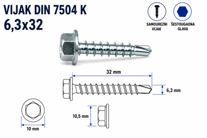 VIJAK DIN 7504 K 6,3x32